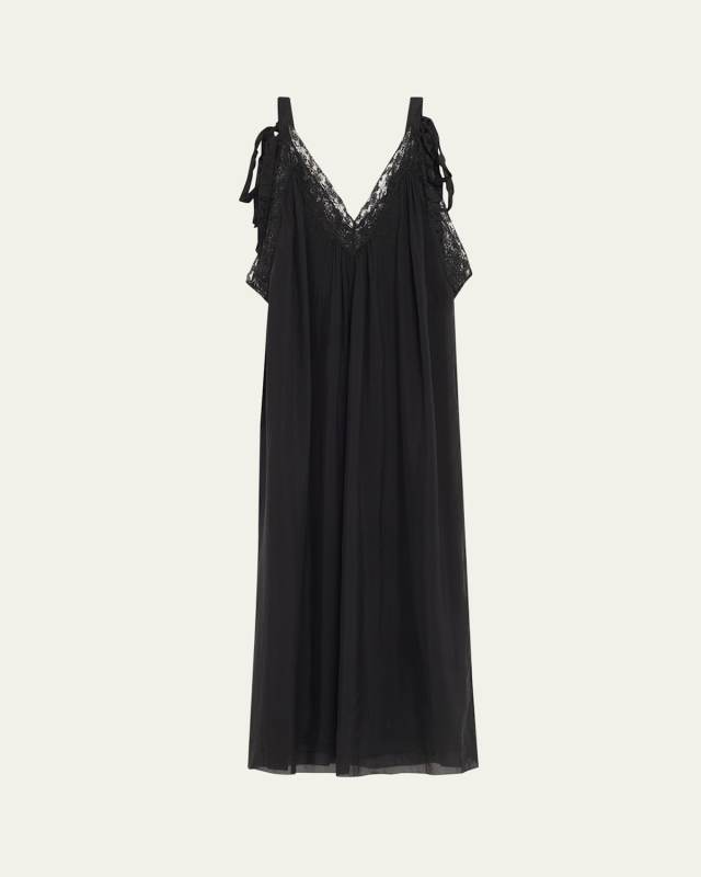 Lace-Trim Sleeveless Midi Slip Dress